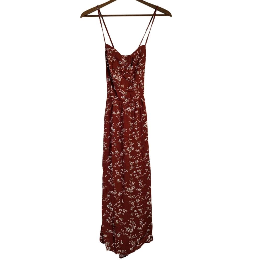 Cupshe Floral Midi Sundress Strappy Orange Feminine Resort Cottage Small New